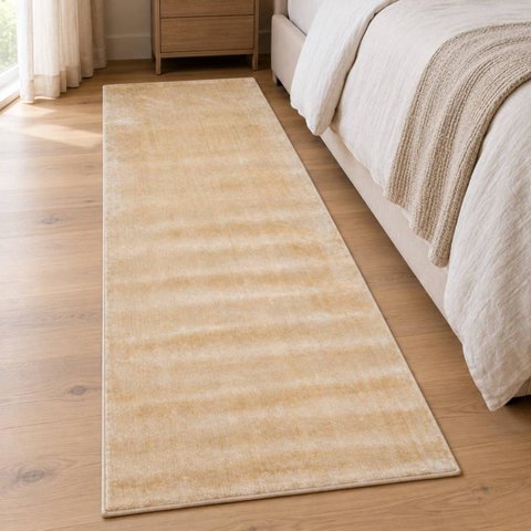 Passadeira Alto Padrão Luxo Sala Toque Macio Nairobi Liso:Camelo Bege/0,67x1,80m