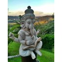 Ver imagem 3 de Estátua Ganesha Resina para Jardim Acinzentada Marmorizada Prosperidade Yoga Flor de Lótus