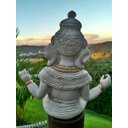 Ver imagem 4 de Estátua Ganesha Resina para Jardim Acinzentada Marmorizada Prosperidade Yoga Flor de Lótus