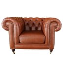 Ver imagem 1 de Poltrona Decorativa Sala de Estar Chesterfield Duo Couro Conhaque Brilho - Gran Belo