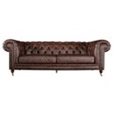 Ver imagem 1 de Sofá 3 Lugares Sala de Estar 2,35M Chesterfield Duo Couro Tabaco - Gran Belo
