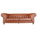 Ver imagem 1 de Sofá 3 Lugares Sala de Estar 2,35M Chesterfield Duo Couro Conhaque Brilho - Gran Belo