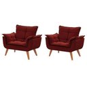 Ver imagem 2 de Kit 2 Poltronas Decorativas Sala Recepção Escritório Opala Vermelho Bordô