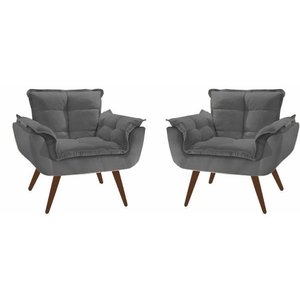 Kit 2 Poltronas Decorativas Opala Cinza