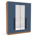 Ver imagem 3 de Guarda Roupa Roupeiro 4 Portas 4 Gavetas com Espelho Valência Freijó Azul Politorno Móveis