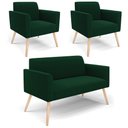 Ver imagem 1 de Namoradeira e 2 Poltronas Pé Palito Natural Marisa Bouclê Verde D03 - D’Rossi