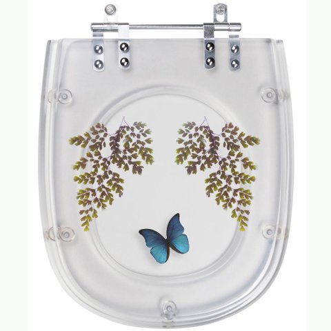 Assento Sanitário Tampa de Vaso Sabatini Transparente Decorado - Borboleta Azul