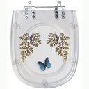 Ver imagem 1 de Assento Sanitário Tampa de Vaso Sabatini Transparente Decorado - Borboleta Azul