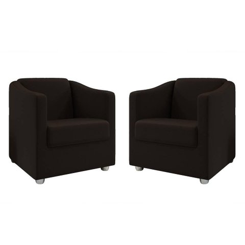 Kit 2 Poltronas Decorativa Bia Suede Marrom Dal Poz Estofados