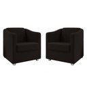 Ver imagem 1 de Kit 2 Poltronas Decorativa Bia Suede Marrom Dal Poz Estofados
