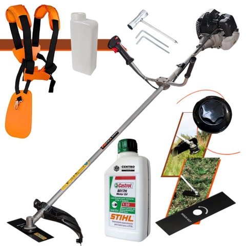Roçadeira Lateral Anmax Cg430b 43cc com Carretel Nylon e Lâmina 2 Pontas + Óleo Stihl 2t