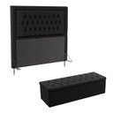 Ver imagem 1 de Kit Cabeceira Antares e Calçadeira Sagitarius 160 Para Cama Queen Sued Preto Aradecor
