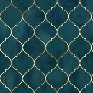 Papel de Parede Temático Marrakesh Verde Escuro - 1,50x0,50m