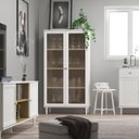 Ver imagem 1 de Cristaleira Estante Para Livros Ditália 2 Portas Vidro E-957 Cor:Branco
