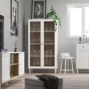 Ver imagem 3 de Cristaleira Estante Para Livros Ditália 2 Portas Vidro E-957 Cor:Branco