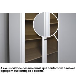 Cristaleira Estante Para Livros Ditália 2 Portas Vidro E-957 Cor:Branco - 9