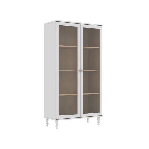 Cristaleira Estante Para Livros Ditália 2 Portas Vidro E-957 Cor:Branco