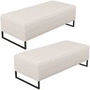 Ver imagem 1 de Kit 02 Puffs Decorativo Sala de Estar Bali W01 Base de Ferro 120x50 cm Bouclê Cru - Lyam Lyam Decor