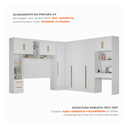 Ver imagem 5 de Guarda Roupa Casal Modulado 4 Peças 11 Portas 5 Gavetas com Cabeceira e Escrivaninha 100% MDF Smart Branco