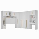 Ver imagem 2 de Guarda Roupa Casal Modulado 4 Peças 11 Portas 5 Gavetas com Cabeceira e Escrivaninha 100% MDF Smart Branco