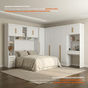 Ver imagem 4 de Guarda Roupa Casal Modulado 4 Peças 11 Portas 5 Gavetas com Cabeceira e Escrivaninha 100% MDF Smart Branco
