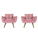 Ver imagem 1 de Combo 2 Poltronas Decorativa Estofada Para Sala Comercial Opala Suede Rosa - LM DECOR