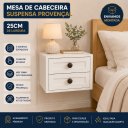 Ver imagem 4 de Kit 2 Mesas Cabeceira Suspensas Provençal 25cm com 2 Gavetas MDF 15mm Off White Mesa de Cabeceira Mo