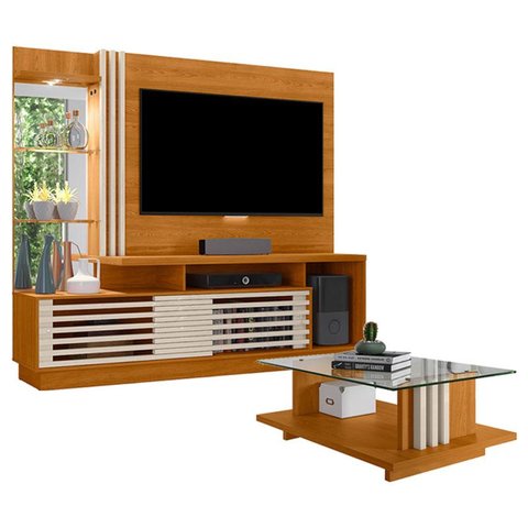 Estante Home Theater com Mesa de Centro Frizz Plus Cinamomo Off White – Madetec