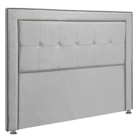 Cabeceira Estofada para Cama Box Casal 140cm Ravena Veludo - Sofa Store:veludo Cinza Claro