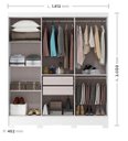 Ver imagem 4 de Guarda Roupa Casal 6 Portas 2 Gavetas com Pés Lyon Yescasa Branco