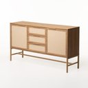 Ver imagem 7 de Balcão Square 2 Portas 3 Gavetas 135 Cm X 36 Cm Tauari/dourado - Telinha Rattan