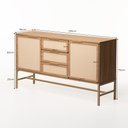 Ver imagem 6 de Balcão Square 2 Portas 3 Gavetas 135 Cm X 36 Cm Tauari/dourado - Telinha Rattan