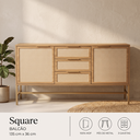 Ver imagem 7 de Balcão Square 2 Portas 3 Gavetas 100 % MDF Pés de Metal 135 cm X 36 cm Tauari/Dourado-Telinha Rattan