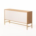 Ver imagem 2 de Balcão Square 2 Portas 3 Gavetas 100 % MDF Pés de Metal 135 cm X 36 cm Tauari/Dourado-Telinha Rattan