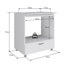 Balcão para Cooktop Até 5 Bocas e Micro-ondas Completa Móveis - 3