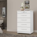 Ver imagem 1 de Cômoda Luna Branco 5 Gavetas com Chave para Quarto