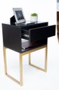 Ver imagem 2 de Mesa De Cabeceira Industrial Preto Eco 40cm Base Dourada - Enviamos Montado