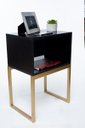 Ver imagem 3 de Mesa De Cabeceira Industrial Preto Eco 40cm Base Dourada - Enviamos Montado