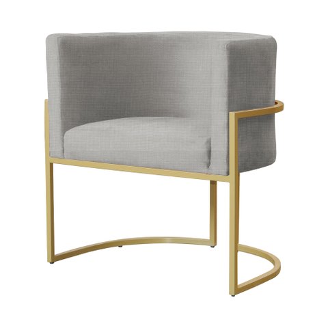 Poltrona Decorativa Luana Base em Metal Linho Cores - DS Estofados - Bege