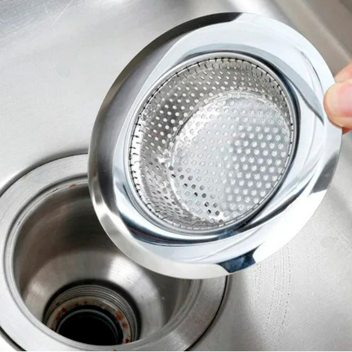 Kit 2 Ralos de Pia Borda Larga Aço Inox 11,5cm Grande Kehome - 5