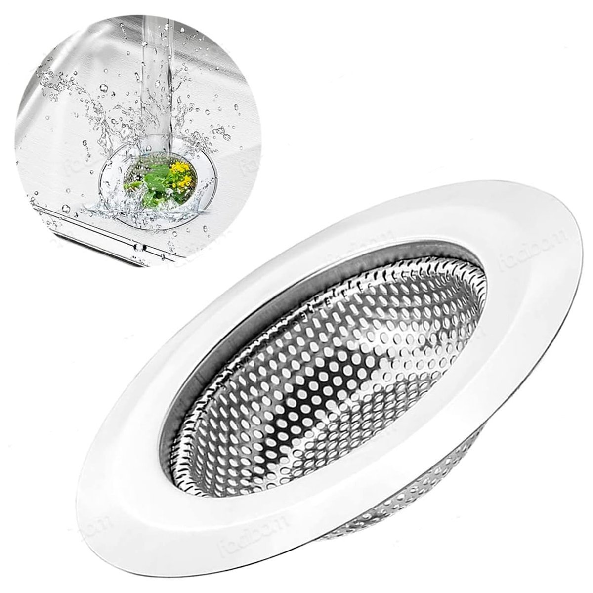 Kit 2 Ralos de Pia Borda Larga Aço Inox 11,5cm Grande Kehome - 6