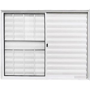 Janela Veneziana de Alumínio 3 Folhas 1,00 X 1,20 com Grade Cor Branco Linha Econ