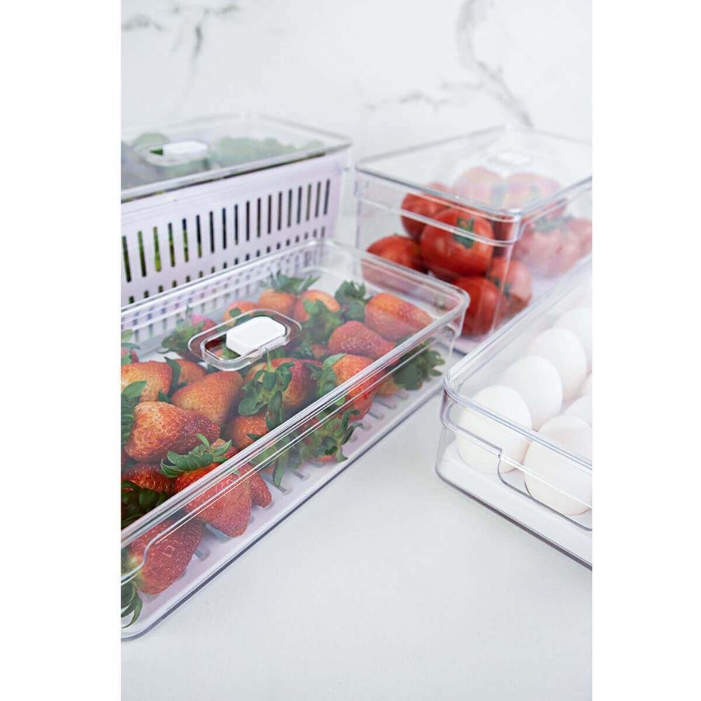 Organizadores de Geladeira Porta Ovos 18 Un Porta Legumes Frutas Verduras Clear Fresh ou - 7