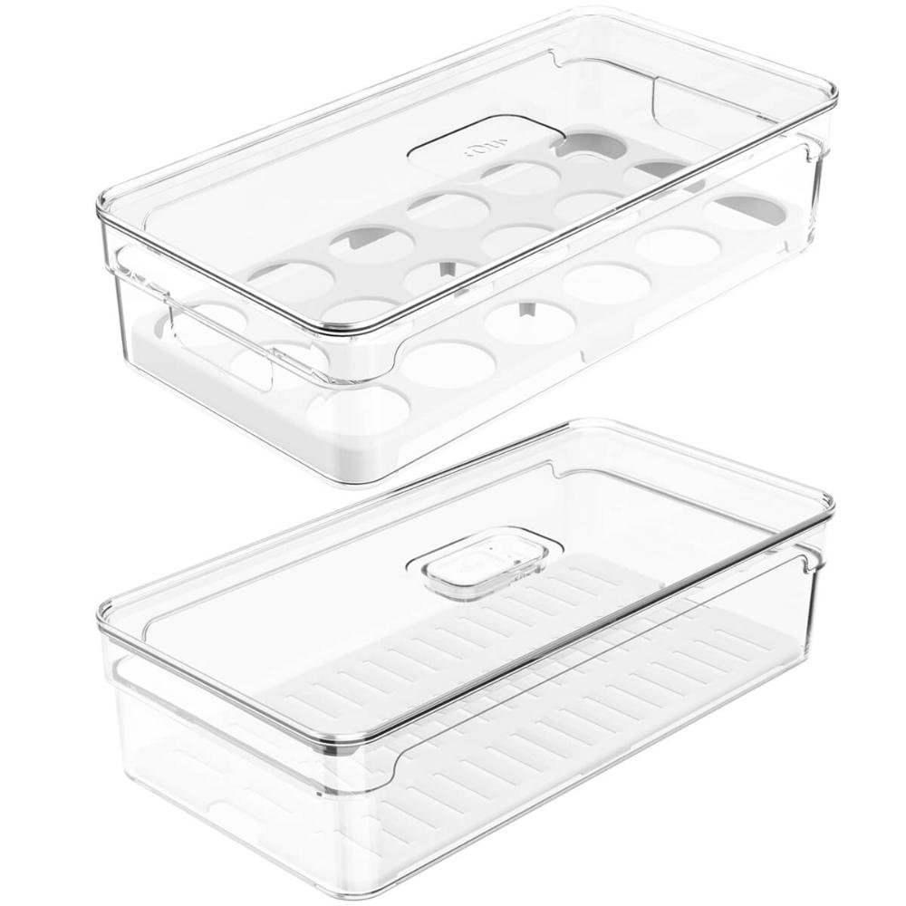 Organizadores de Geladeira Porta Ovos 18 Un Porta Legumes Frutas Verduras Clear Fresh ou