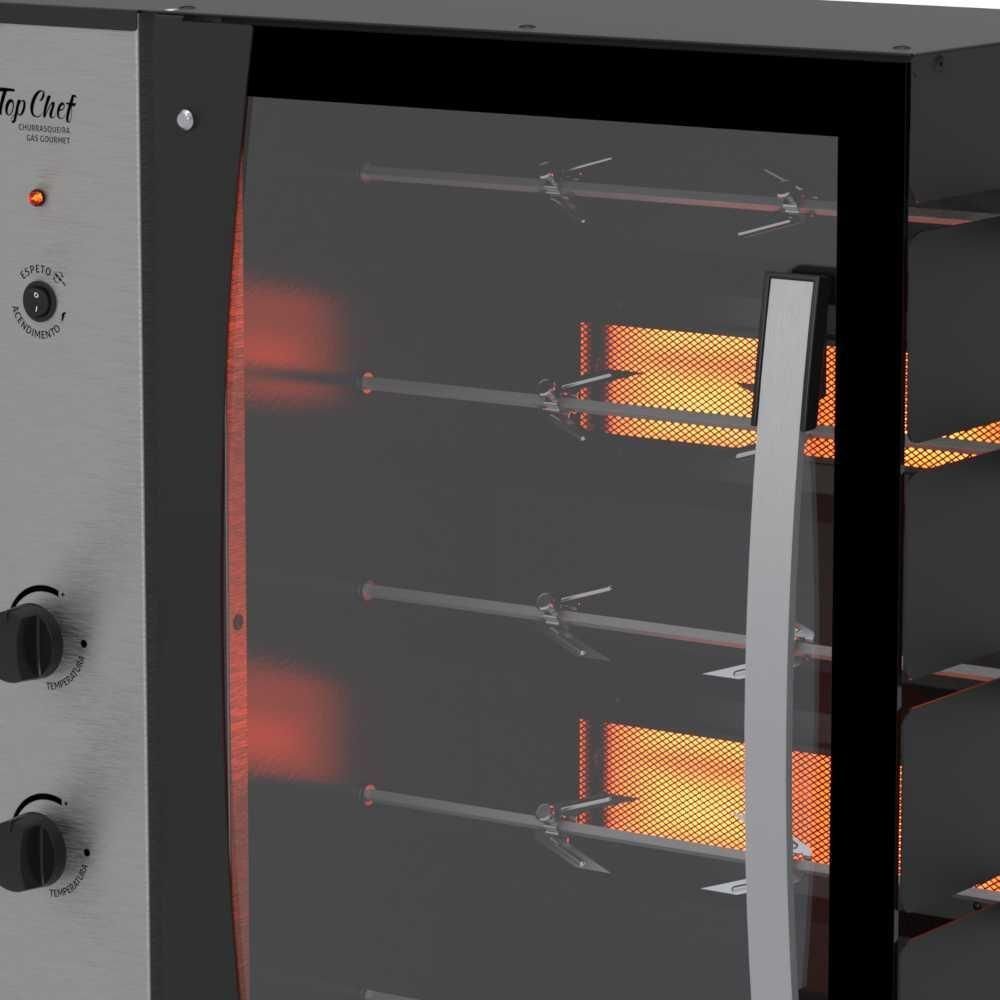 Forno Assador Rotativo a Gás 5 Espetos Top Chef Gourmet Preto