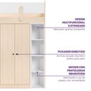Ver imagem 5 de Bicama Alta com Guarda Roupa e Nichos Artsy Casatema MadeiraOriginals Natural/Branco
