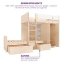 Ver imagem 4 de Bicama Alta com Guarda Roupa e Nichos Artsy Casatema MadeiraOriginals Natural/Branco