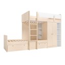 Ver imagem 2 de Bicama Alta com Guarda Roupa e Nichos Artsy Casatema MadeiraOriginals Natural/Branco