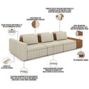 Ver imagem 7 de Sofá Ilha com Puff para Sala Living 365cm Amber M03 Linho Cru Couríssimo Whisky - Lyam Decor