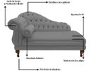 Ver imagem 3 de Recamier Divã Larissa 150cm Direito Suede:cinza/liso